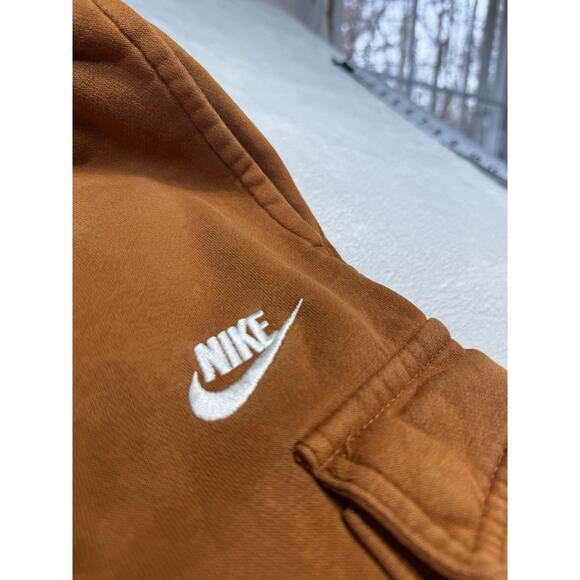 VTG Nike Fleece Cargo Joggers M Burnt Sienna Brown Midweight Sweatpants - Picture 2 of 12